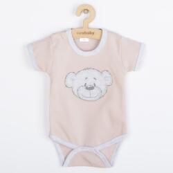 NEW BABY Body de bumbac pentru bebeluşi cu mâneci scurte New Baby BrumBrum roz vechi gri, mărime 80 (9-12l)