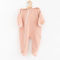 NEW BABY Salopetă muselină pentru bebeluşi cu glugă New Baby Comfort clothes roz, mărime 80 (9-12l)