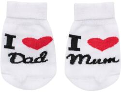 NEW BABY şosete de bumbac pentru sugari New Baby I Love Mum and Dad albe, mărime 62 (3-6l)