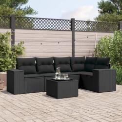 vidaXL Set mobilier de grădină cu perne, 6 piese, negru, poliratan (3254872)