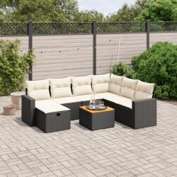vidaXL Set mobilier de grădină cu perne, 8 piese, negru, poliratan (3264850)