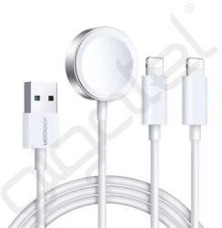 Joyroom töltőkábel 3in1 (USB - 2 lightning, Apple Watch töltő, wireless, gyorstöltő, 120cm) FEHÉR