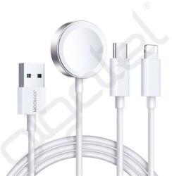 JOYROOM töltőkábel 3in1 (USB - lightning/Type-C, Apple Watch töltő, wireless, gyorstöltő, 120cm) FEHÉR