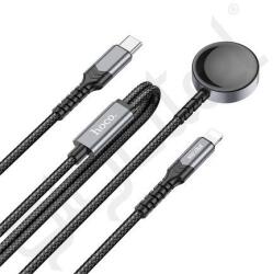 Hoco töltőkábel 2in1 (Type-C - lightning/Apple Watch töltő, wireless, 20W, PD gyorstöltő, 120cm) FEKETE