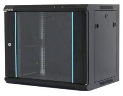 Dateup Rack Dateup 6U 600x600, montare pe perete, usa din sticla, panouri laterale detasabile si securizate, dezasamblat, culoare negru RAL 9004, DATEUP (MP.6606.9001)