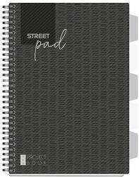 STREET Pad A/4 100 lapos regiszteres fekete kockás spirálfüzet (67130)