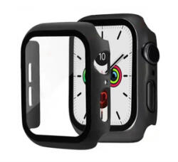 gigapack Műanyag keret (BUMPER, ütésálló + kijelzővédő üveg) FEKETE [Apple Watch Series 7 45mm]