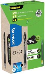 Pilot G2 Greenpack zseléstoll 0,7mm, 12 db fekete (BL-G2-7-B+BLS-G2-7-B-S12)