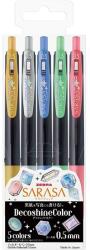 Zebra Set de stilouri cu gel ZEBRA Sarasa Clip Vintage cu buton 0, 5 mm 5 buc/set culori decorative 37860 (37860)