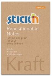 STICK N Bloc autocolant, 76x51 mm, 100 de foi, STICK N "Kraft Notes", maro 21638 (21638)