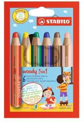 STABILO Woody 6pcs 3in1 creioane cretă culori mixte 8806 (8806)