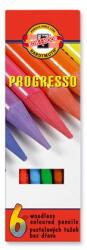 KOH-I-NOOR Set de creioane colorate, cilindrice, fără lemn, KOH-I-NOOR "Progresso 8755/6", 6 culori diferite (7140095000)