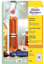 AVERY Etichete AVERY L5086 40x20mm ovale detașabile 10 coli/pachet (5086)