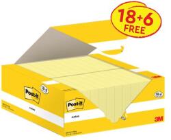 3M POSTIT Bloc de notițe autocolante, 38x51 mm, 18+6x100 coli, 3M POSTIT, galben canar 7100317764 (7100317764)