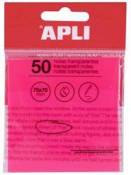 APLI Bloc de notițe autocolant, transparent, rezistent la apă, 75x75 mm, 50 de foi, APLI, roz 19570 (19570)