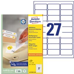 AVERY Etichetă AVERY L4737REV-100 63, 5x29, 6 mm universal retractabil 2700 etichete per cutie 100 de coli per cutie (L4737REV-100)