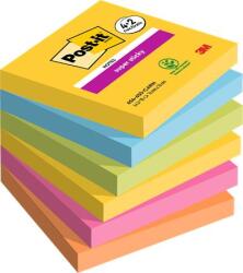 Post-it Bloc de notițe autocolante, 76x76 mm, 6x90 coli, 3M POSTIT "Super Sticky", "Carnaval", culori mixte 7100259230 (7100259230)