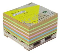 STICK N Bloc de notițe autocolante, 76x76 mm, 400 de foi, mini-palet, STICK N "Kraft Cube", culori mixte 21817 (21817)