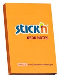 STICK N Bloc de notițe autocolante STICKN 76x51mm neon portocaliu 100 foi 21160 (21160)