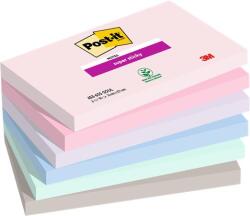 3M POSTIT Bloc de notițe autocolante, 76x127 mm, 6x90 coli, 3M POSTIT "Super Sticky Soulful", culori mixte 7100259202 (7100259202)