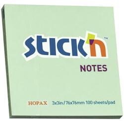 STICK N Bloc de notițe autocolante STICKN 76x76mm verde pastel 100 foi 21150 (21150)