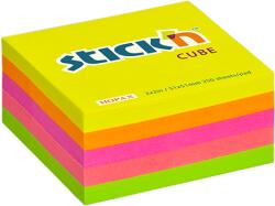 STICK N Blocul autocolant, 51x51 mm, 250 de foi, STICK N, culori neon 21203 (21203)
