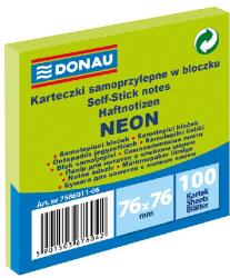 DONAU Bloc de notițe DONAU 76x76 mm 100 de coli verde neon U7586011-06 (U7586011-06)