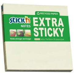 STICK N Bloc de notițe autocolante STICKN extra puternic 76x76mm reciclat galben pastel 90 de foi 21600 (21600)