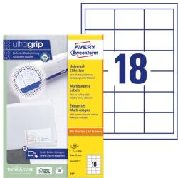 AVERY Etichetă AVERY 3671 64x45 mm albă universală 1800 etichete/cutie 100 foi/cutie (3671)