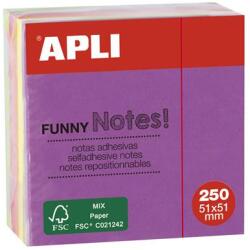 APLI Blocul autocolant, 51x51 mm, 250 de coli, APLI "Funny", neon 11596 (11596)
