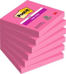 3M POSTIT Bloc de notițe autocolante, 76x76 mm, 6x90 coli, 3M POSTIT "Super Sticky", roz 7100263208 (7100263208)