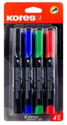 Kores Set de markere cu alcool, 3 mm, conic, KORES "Eco K-Marker", 4 culori diferite 20764 (20764)