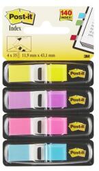 3M Etichetă, plastic, 4x35 coli, 12x43 mm, 3M POSTIT, luminos mixt 7000052572 (7000052572)
