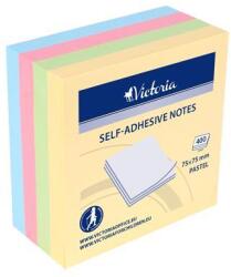 VICTORIA Blocul autocolant, 75x75 mm, 400 de foi, VICTORIA OFFICE, pastel LV757575P4 (LV7575P4)