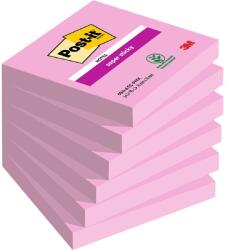 POST-IT Super Sticky 654 76x76mm 90 de coli roz, bloc de notițe autocolante 7100259225 (7100259225)