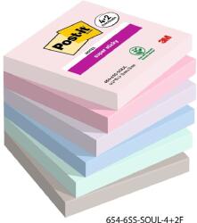 POST-IT Super Sticky Soulful 76x76mm 90 de coli 4+2 bucăți carnețel mixt 7100259203 (7100259203)