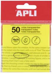 APLI Blocul adeziv, transparent, rezistent la apă, 75x75 mm, 50 de coli, APLI, galben 19569 (19569)