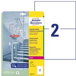 AVERY L8012-10 etichetă antimicrobiană din folie transparentă 210x148mm Avery L8012-10 (L8012-10)