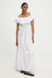 ANSWEAR rochie din bumbac culoarea alb, midi, evazată BBYH-SUD0GN_00X (6197.TWK)
