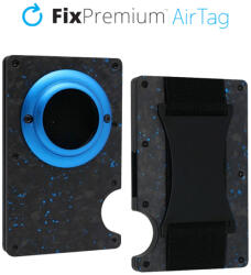 FixPremium - AirTag Carbon pénztárca szíjjal, kék színben