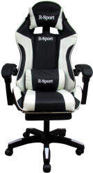 R-Sport Gamer szék, forgószék masszázs funkcióval, lábtartóval, fekete-fehér (K4-GAMER-CHAIR-BLACK-WHITE)