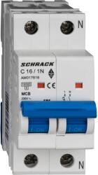 Schrack Intrerupator, Automat, AMPARO, Bipolar, 1P+N, Schrack, Curba, C, 16A, 10kA (AM017616)