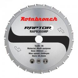 Rotabroach Циркулярен диск 355 mm (25.4) 36T (x2.4) многоцелеви Raptor (RAPB355MP)