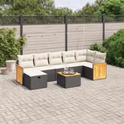 vidaXL Set mobilier de grădină cu perne, 8 piese, negru, poliratan (3265753)