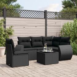 vidaXL Set mobilier de grădină cu perne, 6 piese, negru, poliratan (3221374)
