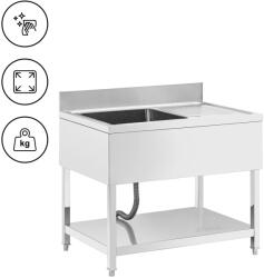 Royal Catering Mosogató asztal - 1 medence - rozsdamentes acél - 100 x 70 cm - Royal Catering (RCGS-1B100D7)