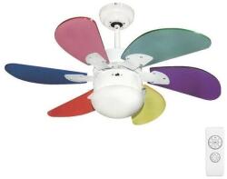 EUROLAMP Mennyezeti ventilátor 1xE27/70W/230V átm. 90 cm színes + távirányítás EU0147 (EU0147)