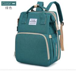 Flippy Rucsac Multifunctional pentru Mamici, Flippy, cu Patut Pliabil si Baza de Schimbat, Rezistent la Apa, Capacitate Mare, Usor, Compartimente Multiple, Buzunar Termic pentru Lapte, 42 x 32 x 22 cm, Verde