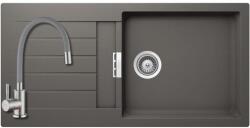 SCHOCK 104654+SAP4-F090GY - SCHOCK HKT Kolumba 60L FB/Signus D-100L 1m 1cs 993x493mm Cristadur® gránit mosogató világosszürke + ZEGOR álló csaptelep flexibilis kifolyócsővel szürke (104654+SAP4-F090GY)