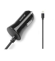 ALIGATOR autós töltő iPhone-hoz, 1A, Turbófeltöltés, fekete
